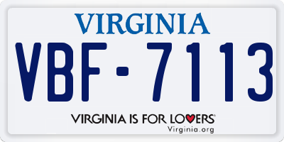 VA license plate VBF7113