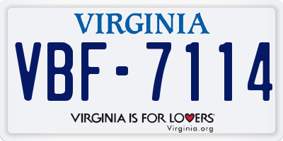 VA license plate VBF7114