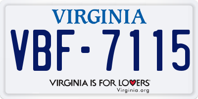 VA license plate VBF7115