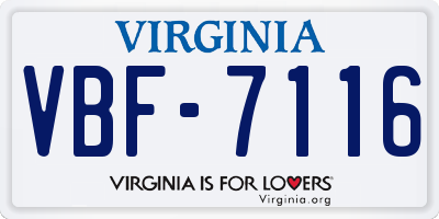 VA license plate VBF7116