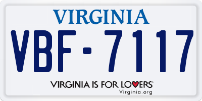 VA license plate VBF7117