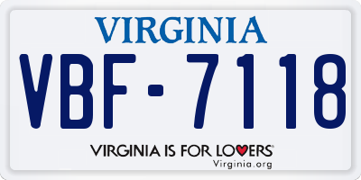 VA license plate VBF7118