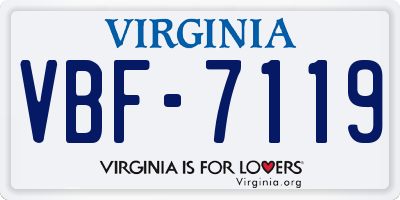 VA license plate VBF7119