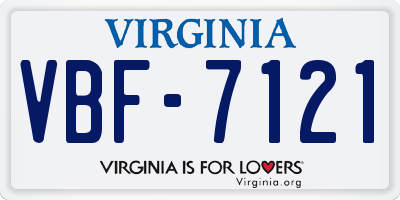 VA license plate VBF7121