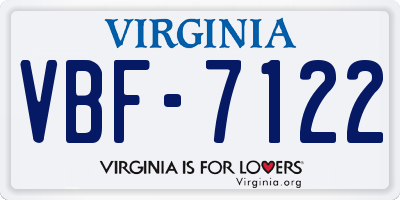 VA license plate VBF7122