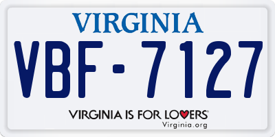 VA license plate VBF7127