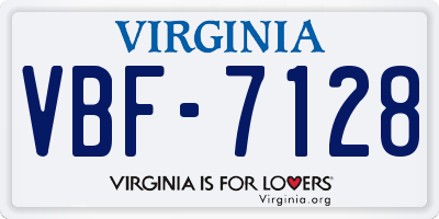 VA license plate VBF7128