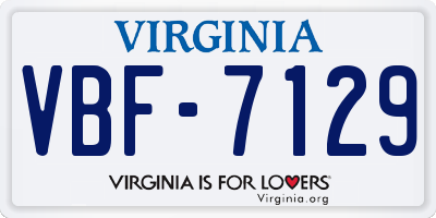 VA license plate VBF7129