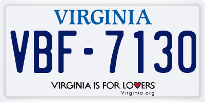 VA license plate VBF7130