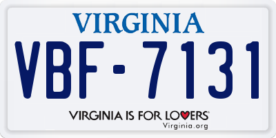 VA license plate VBF7131