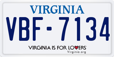 VA license plate VBF7134