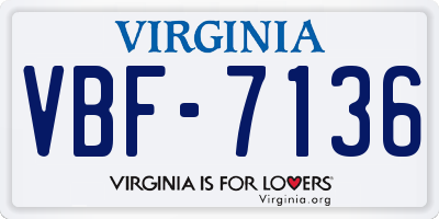 VA license plate VBF7136