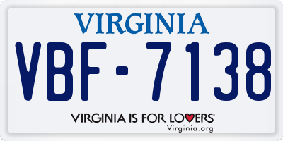 VA license plate VBF7138