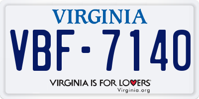 VA license plate VBF7140
