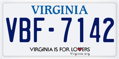 VA license plate VBF7142