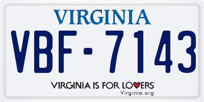 VA license plate VBF7143