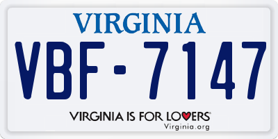 VA license plate VBF7147