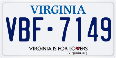 VA license plate VBF7149