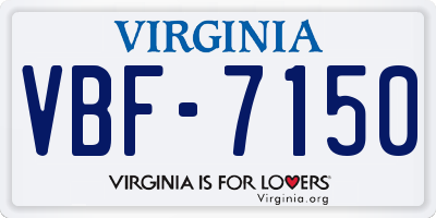 VA license plate VBF7150