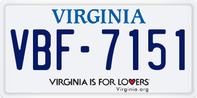 VA license plate VBF7151
