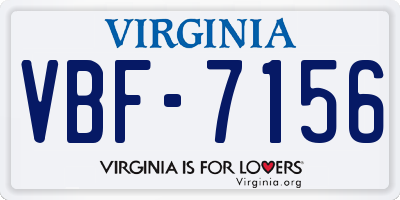 VA license plate VBF7156