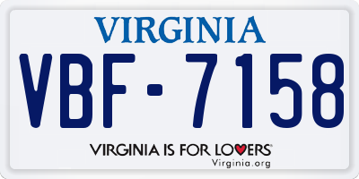 VA license plate VBF7158