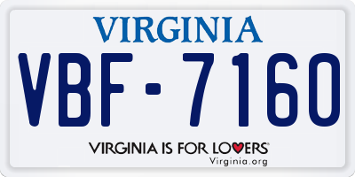 VA license plate VBF7160