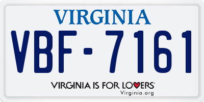 VA license plate VBF7161