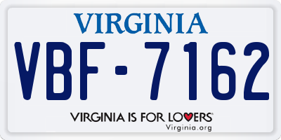VA license plate VBF7162
