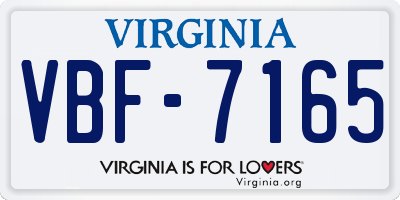 VA license plate VBF7165