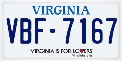 VA license plate VBF7167