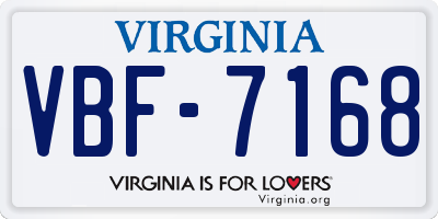 VA license plate VBF7168