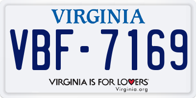 VA license plate VBF7169