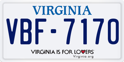 VA license plate VBF7170