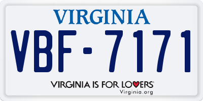 VA license plate VBF7171