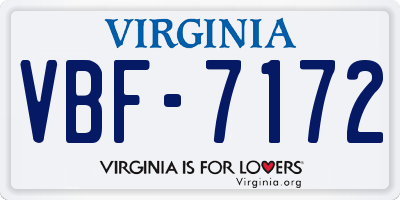 VA license plate VBF7172