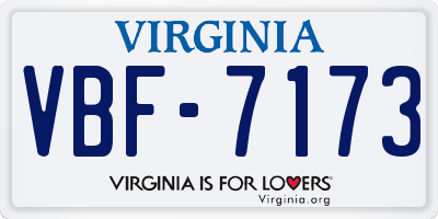 VA license plate VBF7173