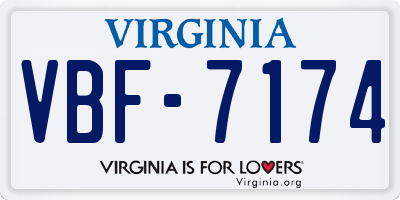 VA license plate VBF7174