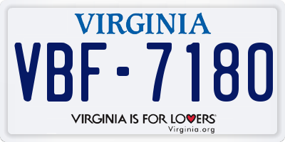 VA license plate VBF7180