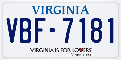 VA license plate VBF7181