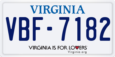 VA license plate VBF7182