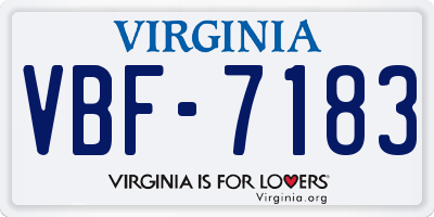 VA license plate VBF7183