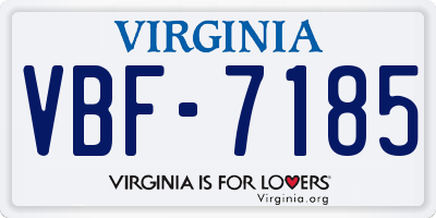 VA license plate VBF7185