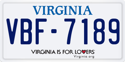 VA license plate VBF7189