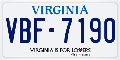 VA license plate VBF7190