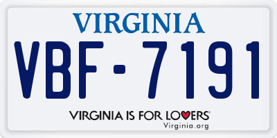 VA license plate VBF7191
