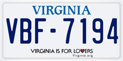 VA license plate VBF7194