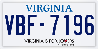 VA license plate VBF7196