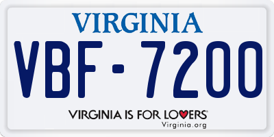 VA license plate VBF7200