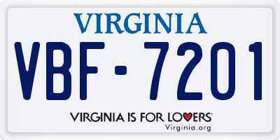 VA license plate VBF7201